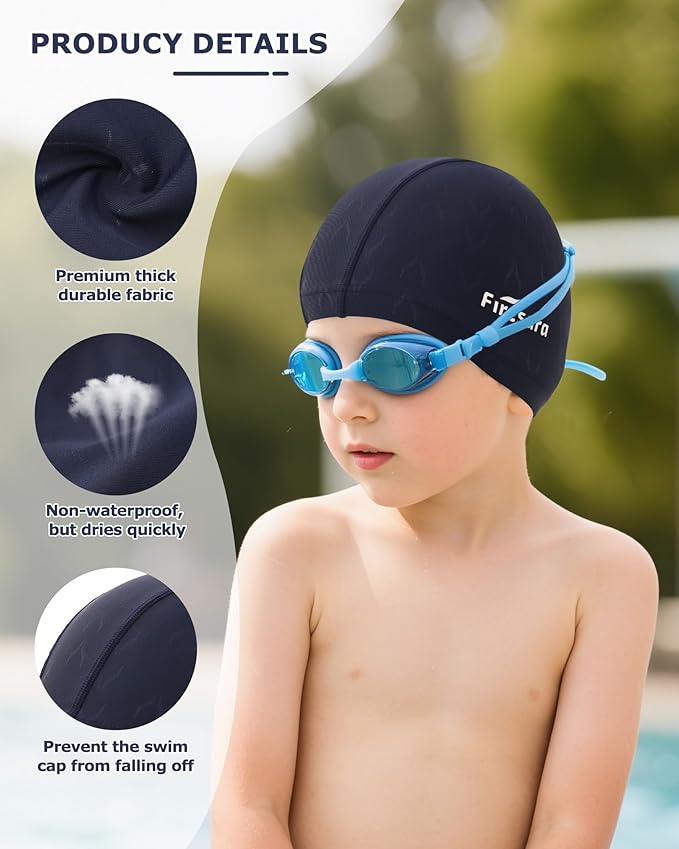 Firesara Fishtail Fabric Swim Cap for Men Women, Breathable High Elasticity Swimming Cap Hair Protection Quick Dry Soft for Long Hair Short Hair, Kids Boys and Girls