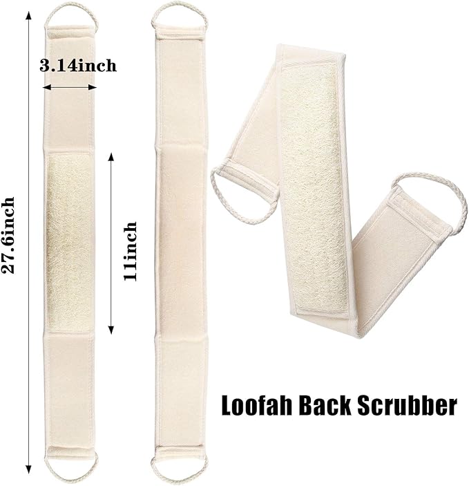 FEBSNOW Loofa Body Scrubber - 4 PCS Exfoliating Loofah Back Scrubber Natural Luffa Shower Bath Sponge Exfoliating Washcloth Face Scrubber Pad for Deep Clean & Invigorate Your Skin