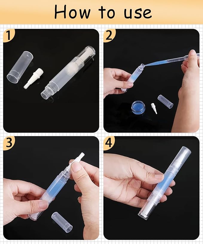 16 Pcs 3ml Empty Cuticle Oil Pen with 4 Pcs Transfer Pipettes - Transparent Nail Oil Twist Pens with Brush Tip for Nail Oil, Eyelash Growth Liquid, Cosmetic Lip Gloss Container Applicators