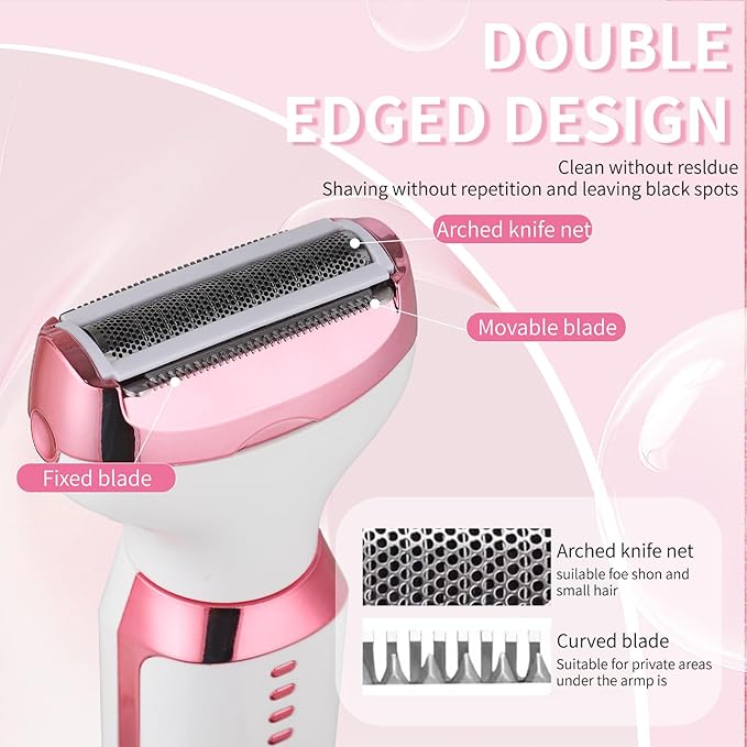 2026 Electric Razor for Women Men,4 in 1 Ladies Wet & Dry Body Razors and Facial Hair Remover,Rechargeable LED Display Hair Removal Kit for Nose Face Body Bikini Hair (Multicolor)