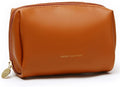 Aveniee Small Travel Makeup Bag, Vegan Leather Cosmetic Pouch for Purse,Wide-open Toiletry Organizer with Dividers & Zipper, Beauty Storage for Women-Brown