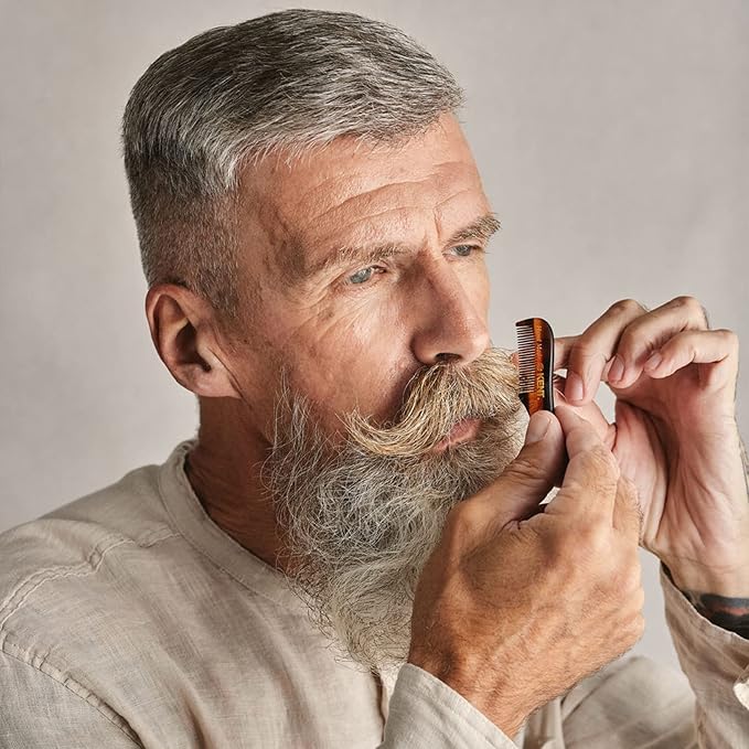 Kent A 81T X-Small Gentleman's Beard and Mustache Pocket Comb, Fine Toothed Pocket Size for Facial Hair Grooming and Styling. Saw-cut of Quality Cellulose Acetate, Hand Polished. Hand-Made in England