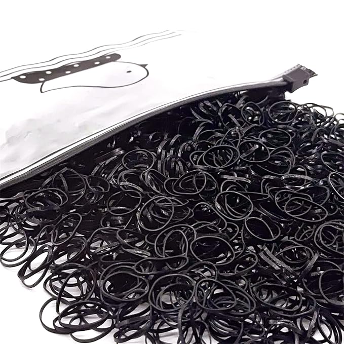 1500pcs Mini Hair Rubber Bands, Non-slip Rubber Hair Bands for Girls, Elastic Hair Ties(0.5 inch) Black