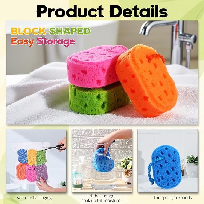 6 Pcs Exfoliating Bath Sponge Body Loofah Sponges Shower for Women Reusable Soft Bathing Pouf Foam Luffa Body Scrubber and Rich Lather, Color Matching (Bright Color)