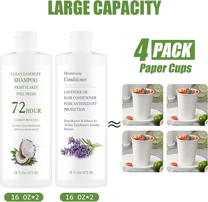 Cruise Empty Shampoo Bottles: 32oz in Total Leak-Proof - Fill The Bottles&Pack Them In Checked Luggage With Confidence- Reusable Funnels - for Cruise, Travel, Events