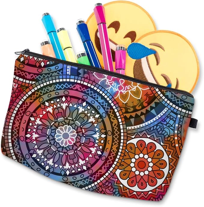 Deanfun Cosmetic Bag for Women, Mandala Flowers Waterproof Makeup Bags Roomy Toiletry Pouch Travel Accessories Gifts (51555)