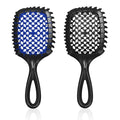 Detangler Brush – 2 Pack Vented Hair Brush for Wet/Dry Hair – Easy, Pain-Free Detangler Brush Reduces Knots & Breakage – For Curly, Straight, Thick or Fine Hair – Women, Men & Kids (Black+Blue)