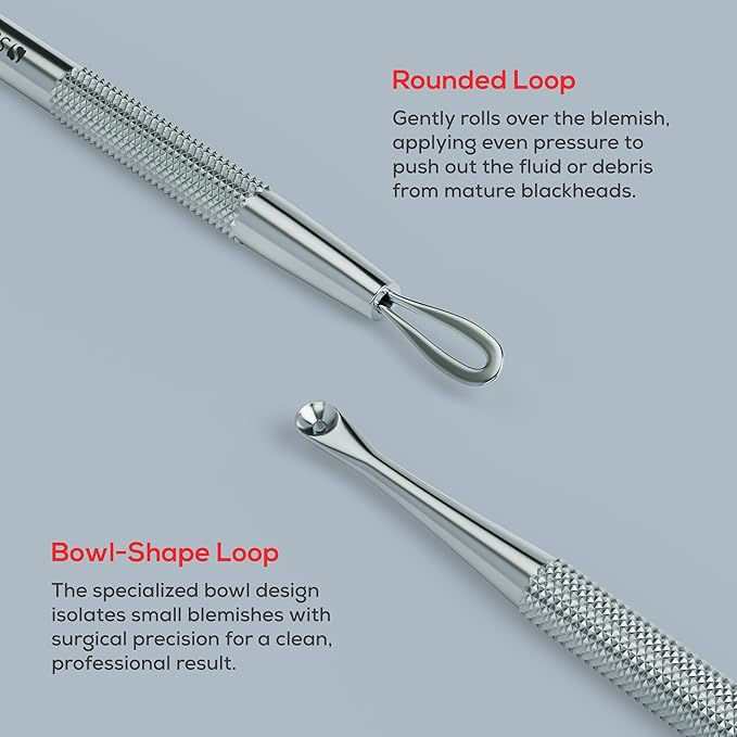 Suvorna Comedone Extractor 2in1, Milia Remover, Nose Blackhead Remover Tool, Whitehead Extractor, Pore Extractor, Black Head Remover for Face, Pore Cleaner, Pimple Popper Tool, Pimple Extractor