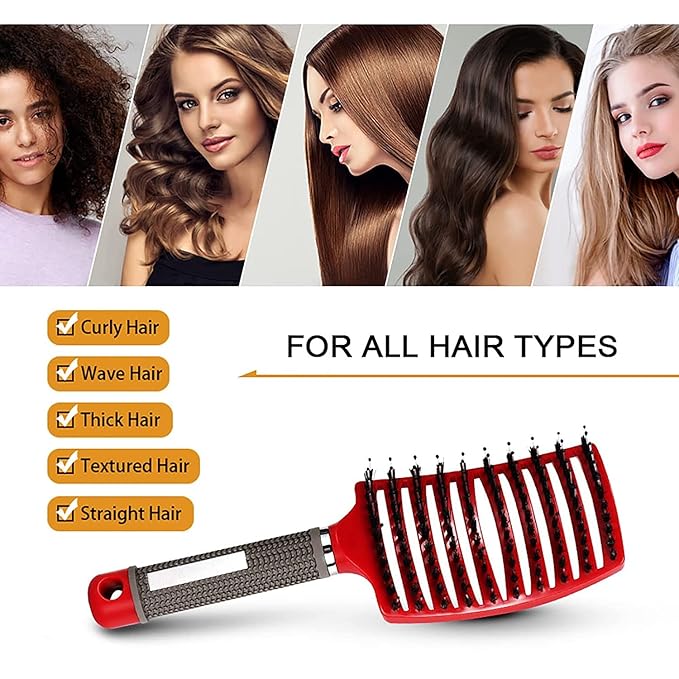 Magical Ultra Detangling Brush for Wet or Dry Hair, Detangler Brush, Fast Drying Styling Massage Hairbrush for Men, Women and Kids (2pcsRainbow-E)