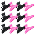 Hair Clips for Styling Sectioning 12 Pack Black Hot Pink Butterfly Clamps Hair Claw Clips Pro Salon Hair Clips for Styling, Sectioning, Cutting and Coloring