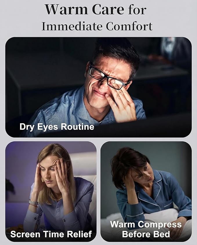 Heated Eye Mask for Dry Eyes - Silk Cordless Warm Eye Compress Moist Heat, Eye Heating Pad for Stye Treatment, Tired Eyes, Sleep, Travel, Washable, Rechargeable, Black