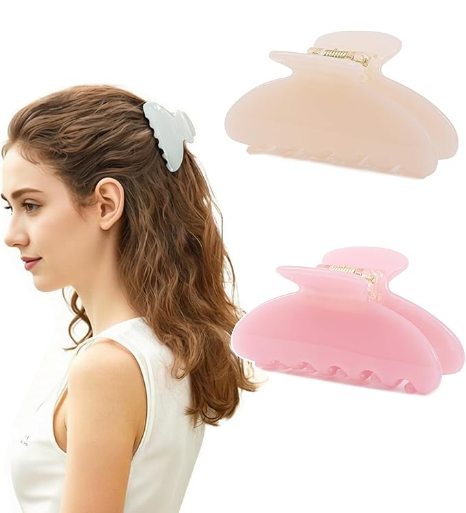 2 Pcs Small Medium Hair Claw Clips for Women Acetate Claw Hair Clips for Thin Fine Thick Hair