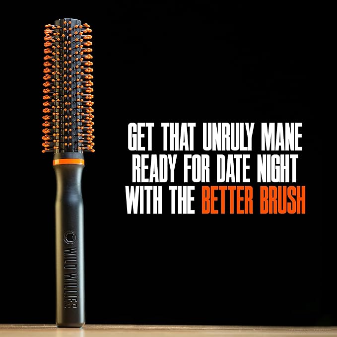 Wild Willies Round Beard Brush, The Better Brush - Round Bristle Beard Hair Brush for Men, Heat-Resistant Curling Comb for Blow Drying - Premium Grooming Tool for Styling Hair or Beard, All Hair Types