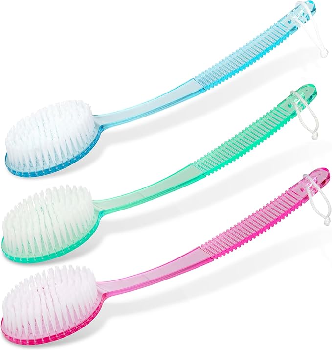 DecorRack (Random Color, 1 Pack) Bath Brush with Bristles, Long Handle for Exfoliating Back, Body, and Feet, Bath and Shower Scrubber