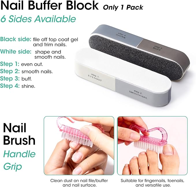 Gellen Nail Cleanser Pads 50PCS with 10PCS Manicure Tools Kit: Ceramic Cuticle Pusher Pen, Remover and Cuticle Oil Nail Prep Care Kit, Nail File 100/180, Polishing Buffer, Nail Clipper & Brush