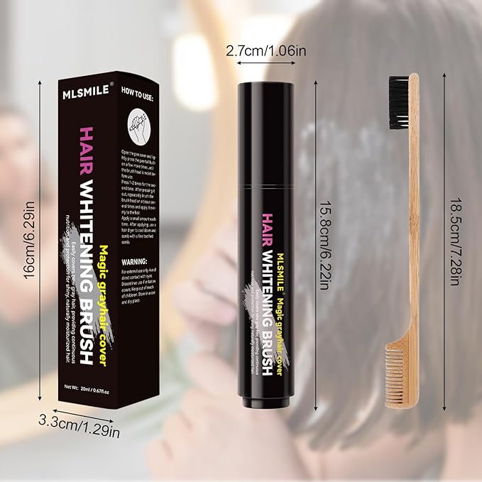 Hair Dye Comb Color Stick with Brush - Root Touch Up Set, Instant Gray Hair Coverage, Cover Hairline Precisely & Naturally, Portable Grey Hair Concealer for Men Women, Sweatproof - Black