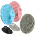 Silicone Body and Face Scrubber Set 5 Pack, BEAUTAIL Shower Bath Scrubber, Gentle Exfoliating Brush for Women Men Sensitive Skin, More Hygienic Than Traditional Loofah, Long Lasting, Pink+Blue+Gray