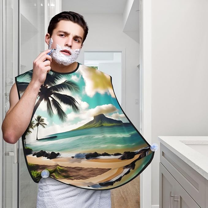 Underwater Scenery Print Beard Bib Shaving Apron, Beard Hair Trimming Cape Gift For Dad