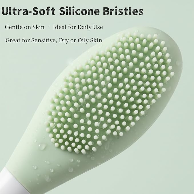 2 in1 Silicone Face Mask Brush & Facial Cleansing Brush, 4 Pack Double-Sided Face Scrubber Applicator for Clay Mud Mask, Cream, Lotion, Exfoliating & Massage, Soft Spa Skincare Tool for All Skin Types
