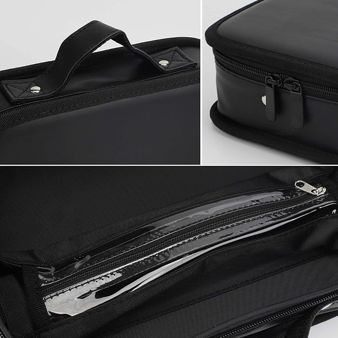 Segbeauty Barber Tool Bag, PU Leather Travel Makeup Toiletry Carrying Case, Hair Styling Cutting Grooming Kit Storage Organizer for Clippers Shears Combs Cosmetics Salon Beauty Supplies