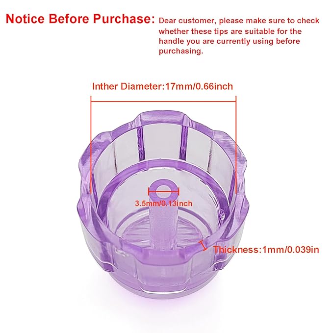 Elitzia Plastic Dermabrasion Microderma Heads Facial Aqua Peel Tips Water Peeling Caps Facial Care Skin Cleaning Tool Beauty Machine Replacement Spare Parts 8pcs Per Set（Purple）