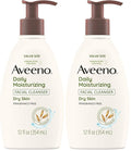 Aveeno Daily Moisturizing Facial Cleanser for Dry Skin,Gentle Face Cleanser with Soothing Oat for Skin that Feels Soft & Supple,Removes Dirt,Oil and Impurities,Fragrance Free,12 FL OZ,(Pack of 2)