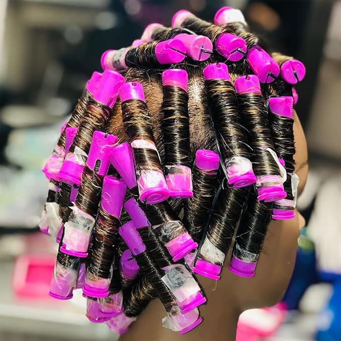 Perm Rods for Natural Hair, 60 pcs Medium Size Hair Rollers for Long Short Hair Styling Tool Hair Curlers