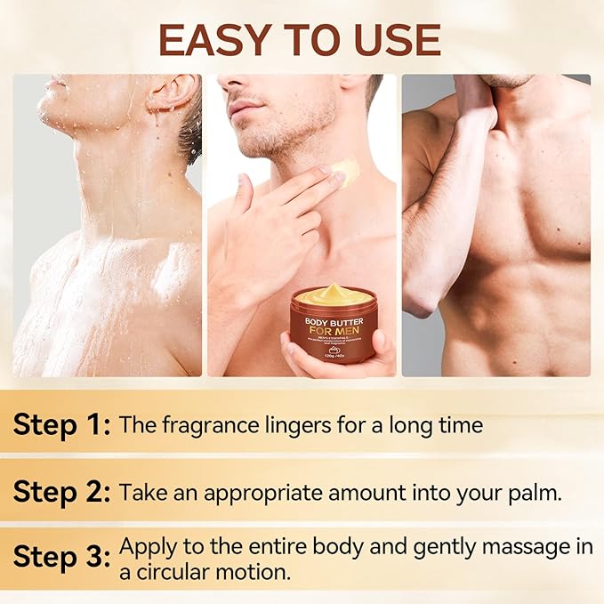 2-Pack Body Butter for Men, Body Cream for Men, Pheromone Scented Cream, Hydrates and Moisturizes to Enhance Attractiveness, Cream with All-Day Fragrance, 8Oz