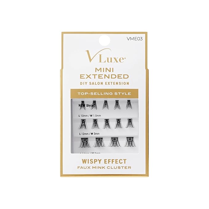 VLuxe Faux Mink Lash Cluster Mini Extended, 14 10-14mm Seamless DIY Lash Extensions, Lightweight Ultra Comfort False Eyelashes with Thin Microband for Natural Blending, Refill for Mini Lash Palette