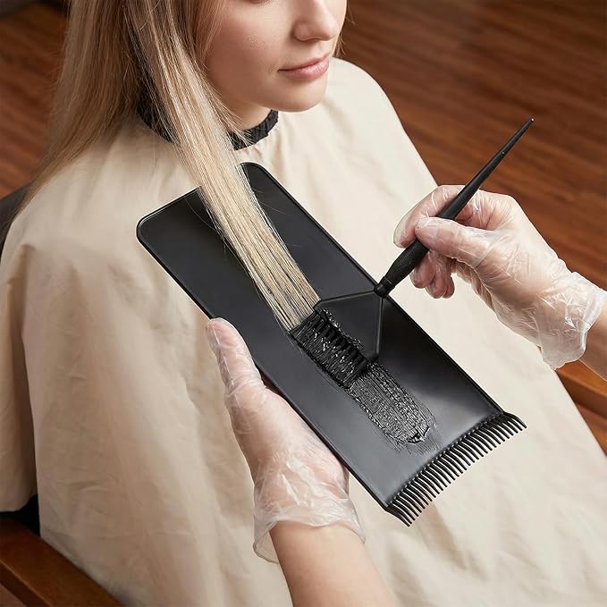 2Pcs Balayage Board & Dye Brush Kit, Balayage Highlighting Board and Black Hair Dye Comb, Professional Hair Highlighting Kit for Women Men All Types Hairstylist Accessories