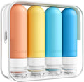 Quatish Travel Bottles for Toiletries, Original Patented Leak Proof Travel Size Containers, 3 oz Tsa Approved Silicone Shampoo and Conditioner Bottles, 4 Pack, Multi-ColorB