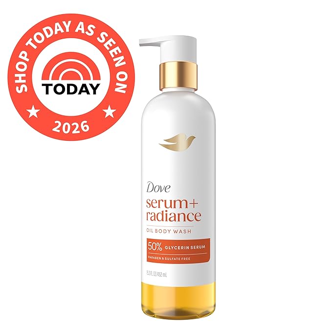 Dove Serum+ Shower Oil Body Wash with Jojoba & Monoi Flower Oils, Radiance Hydrating Cleanser, 15.3 fl oz
