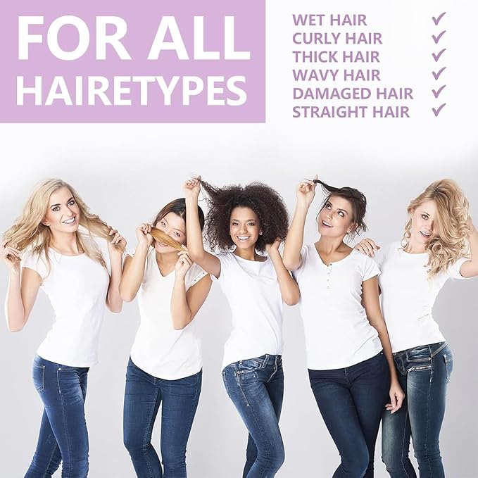 Detangling Brush, Dry and Wet Vented Detangler Hair Brush for Women and Men, Professional Paddle Curved Styling Hairbrush for Wet/Dry/Curly/Thick/Long/Damaged Hair, Purple