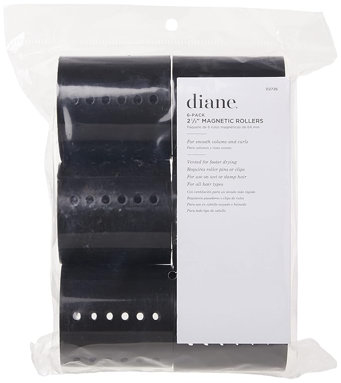 Diane Magnetic Roller, Black, 2-1/2 Inch, 6 Count