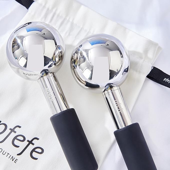 Ice Globes and 360 Rotating Ice Globes for Face & Eyes, Unbreakable Stainless Steel Cryo Sticks for Beauty Routines, Facials Cold Roller Cooling Globes for Puffiness, Wrinkles, Dark Circles, Headaches