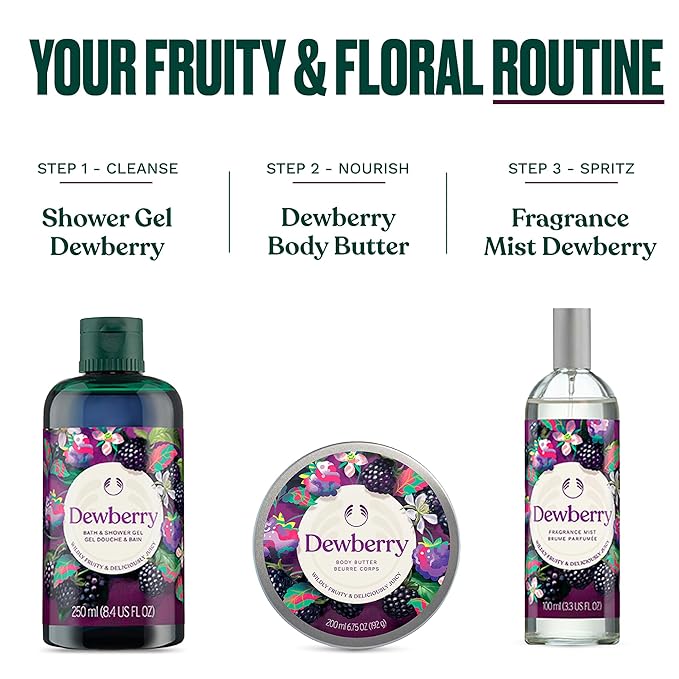 The Body Shop Dewberry Body Butter | 96hr Hydration with Rich Shea Butter for Dry Skin | for All Skin Types, Fruity Floral Scent, Vegan, 50 ml / 1.69 oz