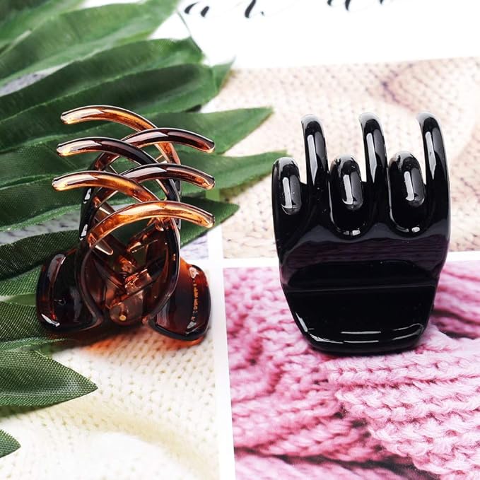 12 Pcs Medium Size Hair Claw Clips, 1.38×1.38×1.57inch No-Slip Grip Jaw Clips for Women and Girls Hair Accessories Barrettes Gifts (Black and Brown)
