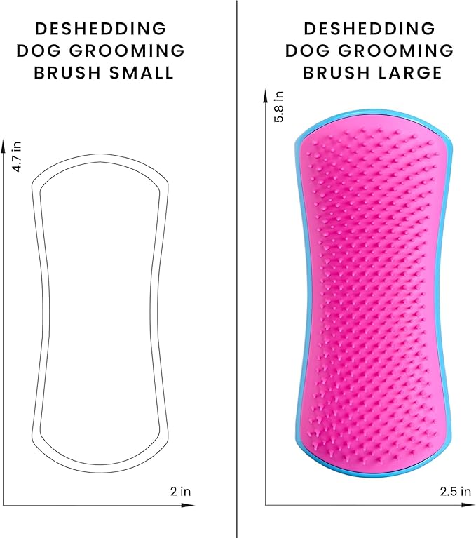 Pet Teezer De-Shedding Dog Brush by Tangle Teezer, Dog Grooming Tool for Long Haired Breeds and Wet or Dry Fur, Large, Blue & Pink