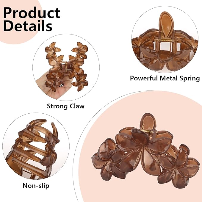 Flower Hair Clips for Women 4PCS Flower Claw Clips Non-slip Claws for Thick Thin Hair Strong Hold Stylish Accessories for Women Girls