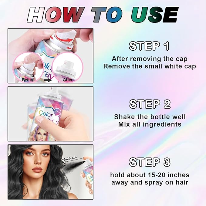 Temporary Hair Color Spray, Black One-Time Use Hair Color Dye for Women and Kids, Disposable Hair Dye-On 1-Day Washable for Cosplay Party DIY,Christmas Party, Halloween (Black)