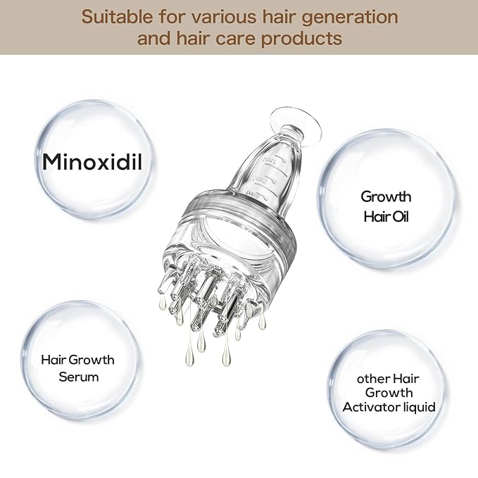 DAPENG Scalp Applicator Comb,Minoxidil Applicator Tool,Hair Oil Essential Serum Liquid Massager for Hair Growth, Follicle Care Treat Hair Loss Thinning (Transparent*4)