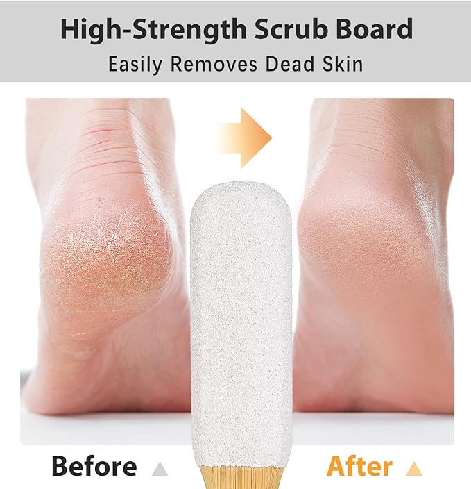 2Pcs Pumice Stone for Feet, Callus Remover for Feet, Natural Pumice Stone for Cracked Heels, Dual-Use Wet/Dry, Long-Lasting & Eco-Friendly Feet Care