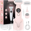 3 in 1 Bikini Trimmer for Women, Electric Razors for Women with Display, Painless Bikini Trimmer, USB Charging, Electric Shaver for Woman,Shaver for Woman for Face, IPX7 Waterproof,Angel Pink