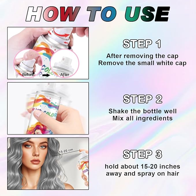 Temporary Hair Color Spray, Gray One-Time Use Hair Color Dye for Women and Kids, Disposable Natural Hair Strong Style Hair Dye-On 1-Day Washable for Cosplay Party DIY,Christmas Party, Halloween (Gray)