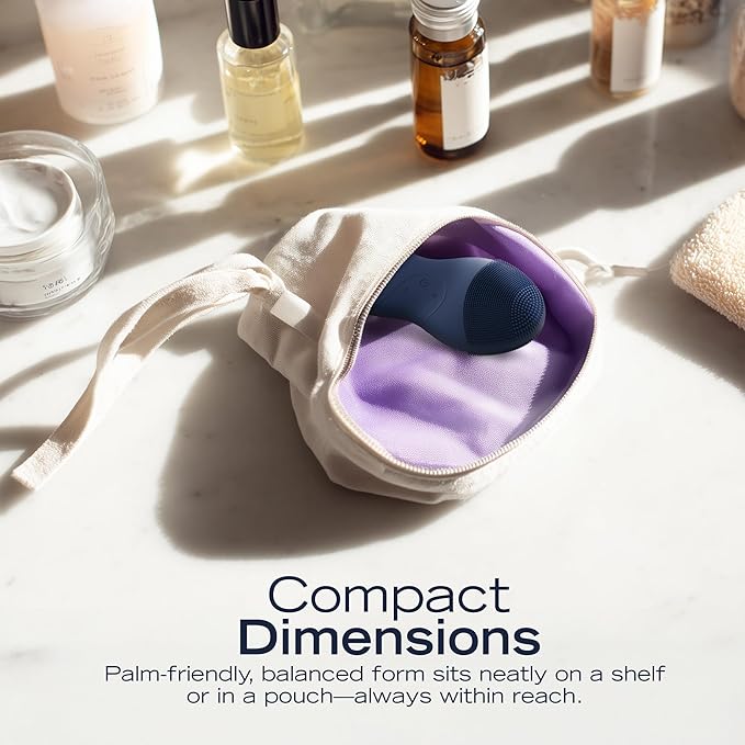 Nautica PC120 Facial Cleansing Brush Made with Ultra-Hygienic Soft Silicone, Waterproof, Rechargeable Vibrating Face Exfoliator Scrub Brush with Sonic Technology for Men & Women - Navy