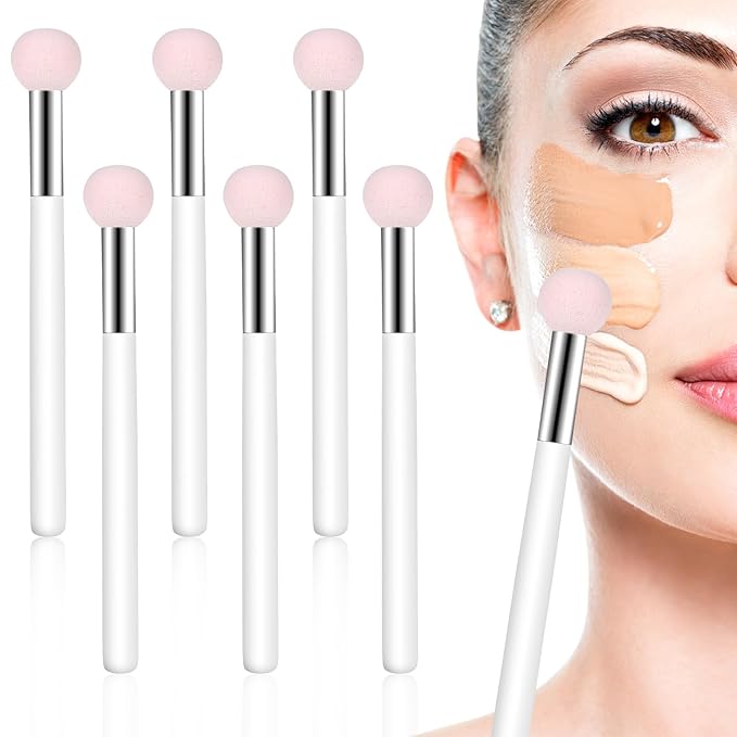 Mushroom Makeup Sponge with Handle Small Concealer Brush Sponge Under Eye for Face Eyelids Nose Foundation Concealer Applicator Eyeshadow Brushes for Women Girls