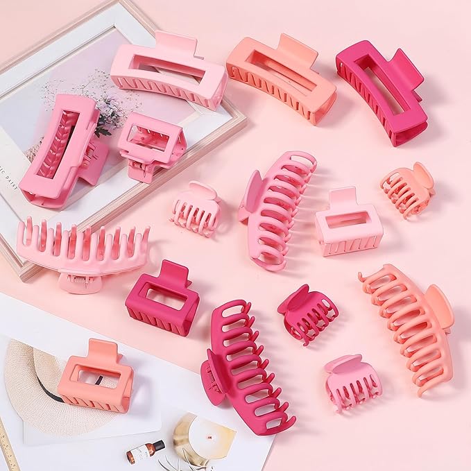 Hair Claws 16 Pcs Hair Clips for Women Thin Thick Curly Hair Large and Small Matte Banana Clips Strong Hold Nonslip