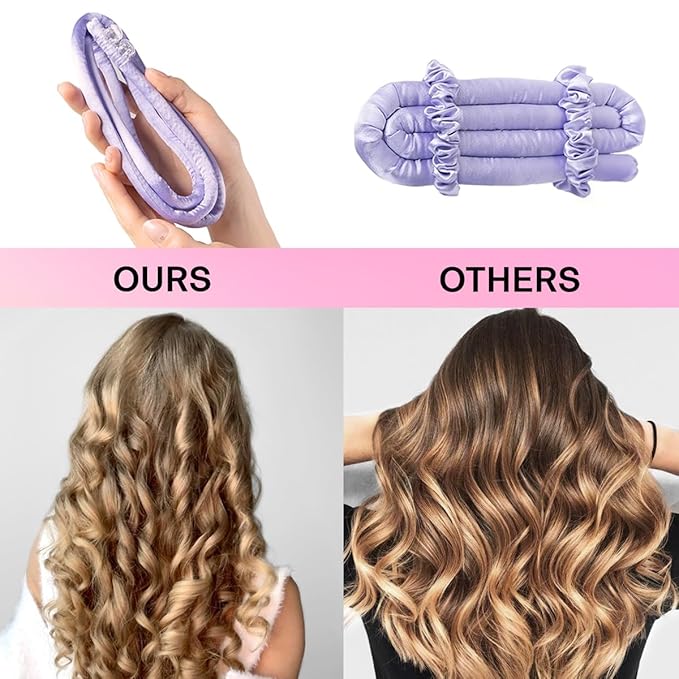 Lanzhire Heatless Curling Headband for Overnight Long and Short Hair Curls (Purple)