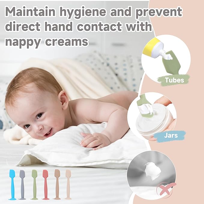 Baby Diaper Cream Spatula Applicator 3 Pack Butt Paste Spatula Soft Silicone,Diaper Rash Cream Applicator, Baby Essentials Must Haves Newborn Stuff (Red Green Grey)