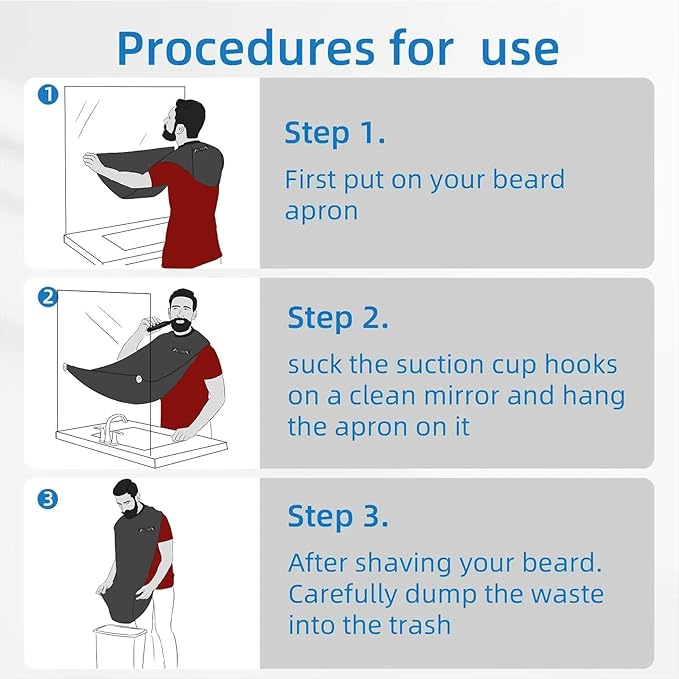 Beard Bib, Non-Stick Beard Apron, Waterproof Beard Trimming Catcher, Breathable Beard Catcher for Shaving, Premium Beard Accessories for Men, Gifts for Men Husband Boyfriend